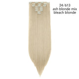 HAIRRO Synthetic 26Inches 8Pcs/set 16 Clips Long Straight Clips in Hair Extensions High Temperature Fiber Black Brown Hairpiece