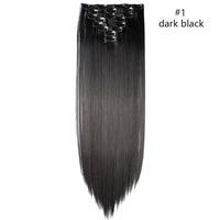 HAIRRO Synthetic 26Inches 8Pcs/set 16 Clips Long Straight Clips in Hair Extensions High Temperature Fiber Black Brown Hairpiece