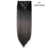 HAIRRO Synthetic 26Inches 8Pcs/set 16 Clips Long Straight Clips in Hair Extensions High Temperature Fiber Black Brown Hairpiece
