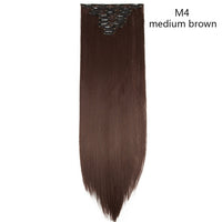 HAIRRO Synthetic 26Inches 8Pcs/set 16 Clips Long Straight Clips in Hair Extensions High Temperature Fiber Black Brown Hairpiece