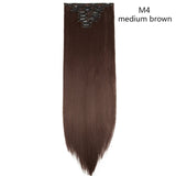 HAIRRO Synthetic 26Inches 8Pcs/set 16 Clips Long Straight Clips in Hair Extensions High Temperature Fiber Black Brown Hairpiece