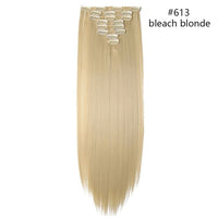 HAIRRO Synthetic 26Inches 8Pcs/set 16 Clips Long Straight Clips in Hair Extensions High Temperature Fiber Black Brown Hairpiece