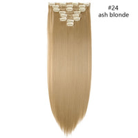 HAIRRO Synthetic 26Inches 8Pcs/set 16 Clips Long Straight Clips in Hair Extensions High Temperature Fiber Black Brown Hairpiece