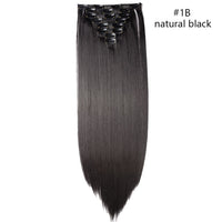 HAIRRO Synthetic 26Inches 8Pcs/set 16 Clips Long Straight Clips in Hair Extensions High Temperature Fiber Black Brown Hairpiece