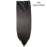 HAIRRO Synthetic 26Inches 8Pcs/set 16 Clips Long Straight Clips in Hair Extensions High Temperature Fiber Black Brown Hairpiece