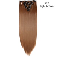 HAIRRO Synthetic 26Inches 8Pcs/set 16 Clips Long Straight Clips in Hair Extensions High Temperature Fiber Black Brown Hairpiece