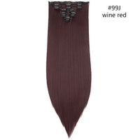 HAIRRO Synthetic 26Inches 8Pcs/set 16 Clips Long Straight Clips in Hair Extensions High Temperature Fiber Black Brown Hairpiece