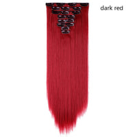 HAIRRO Synthetic 26Inches 8Pcs/set 16 Clips Long Straight Clips in Hair Extensions High Temperature Fiber Black Brown Hairpiece