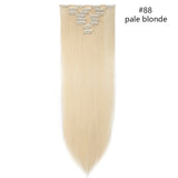 HAIRRO Synthetic 26Inches 8Pcs/set 16 Clips Long Straight Clips in Hair Extensions High Temperature Fiber Black Brown Hairpiece
