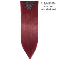 HAIRRO Synthetic 26Inches 8Pcs/set 16 Clips Long Straight Clips in Hair Extensions High Temperature Fiber Black Brown Hairpiece