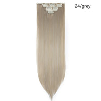 HAIRRO Synthetic 26Inches 8Pcs/set 16 Clips Long Straight Clips in Hair Extensions High Temperature Fiber Black Brown Hairpiece