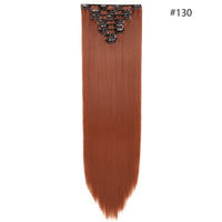 HAIRRO Synthetic 26Inches 8Pcs/set 16 Clips Long Straight Clips in Hair Extensions High Temperature Fiber Black Brown Hairpiece