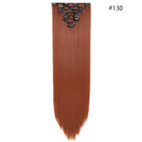 HAIRRO Synthetic 26Inches 8Pcs/set 16 Clips Long Straight Clips in Hair Extensions High Temperature Fiber Black Brown Hairpiece