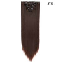 HAIRRO Synthetic 26Inches 8Pcs/set 16 Clips Long Straight Clips in Hair Extensions High Temperature Fiber Black Brown Hairpiece