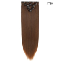 HAIRRO Synthetic 26Inches 8Pcs/set 16 Clips Long Straight Clips in Hair Extensions High Temperature Fiber Black Brown Hairpiece