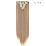 HAIRRO Synthetic 26Inches 8Pcs/set 16 Clips Long Straight Clips in Hair Extensions High Temperature Fiber Black Brown Hairpiece