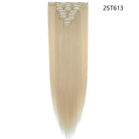 HAIRRO Synthetic 26Inches 8Pcs/set 16 Clips Long Straight Clips in Hair Extensions High Temperature Fiber Black Brown Hairpiece