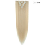 HAIRRO Synthetic 26Inches 8Pcs/set 16 Clips Long Straight Clips in Hair Extensions High Temperature Fiber Black Brown Hairpiece