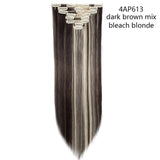 HAIRRO Synthetic 26Inches 8Pcs/set 16 Clips Long Straight Clips in Hair Extensions High Temperature Fiber Black Brown Hairpiece