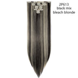 HAIRRO Synthetic 26Inches 8Pcs/set 16 Clips Long Straight Clips in Hair Extensions High Temperature Fiber Black Brown Hairpiece