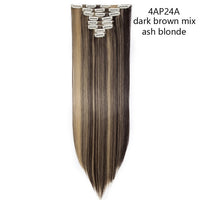 HAIRRO Synthetic 26Inches 8Pcs/set 16 Clips Long Straight Clips in Hair Extensions High Temperature Fiber Black Brown Hairpiece
