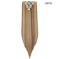HAIRRO Synthetic 26Inches 8Pcs/set 16 Clips Long Straight Clips in Hair Extensions High Temperature Fiber Black Brown Hairpiece