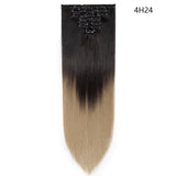 HAIRRO Synthetic 26Inches 8Pcs/set 16 Clips Long Straight Clips in Hair Extensions High Temperature Fiber Black Brown Hairpiece