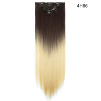 HAIRRO Synthetic 26Inches 8Pcs/set 16 Clips Long Straight Clips in Hair Extensions High Temperature Fiber Black Brown Hairpiece