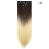 HAIRRO Synthetic 26Inches 8Pcs/set 16 Clips Long Straight Clips in Hair Extensions High Temperature Fiber Black Brown Hairpiece