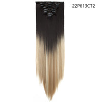 HAIRRO Synthetic 26Inches 8Pcs/set 16 Clips Long Straight Clips in Hair Extensions High Temperature Fiber Black Brown Hairpiece