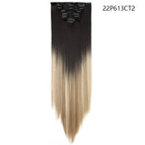 HAIRRO Synthetic 26Inches 8Pcs/set 16 Clips Long Straight Clips in Hair Extensions High Temperature Fiber Black Brown Hairpiece