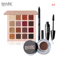 IMAGIC Eyes Daily Makeup 4PCS 16 Colors  Eyeshadow Palette Black Eyeliner  Pen Mascara and Eyebrow Cream