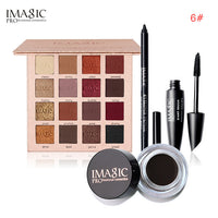 IMAGIC Eyes Daily Makeup 4PCS 16 Colors  Eyeshadow Palette Black Eyeliner  Pen Mascara and Eyebrow Cream