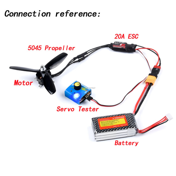 High Power Airplane Skywalker 20A ESC 2204 2300KV Brushless Motor / LE2204 1800KV Motor 12A ESC Servo Tester RC Toy Fan DIY