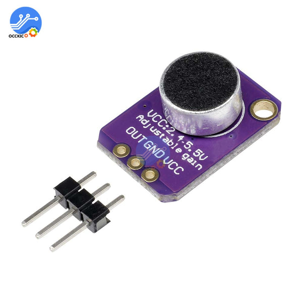 MAX4466 Electret Microphone Amplifier Module Noise immunity Preamplifier Adjustable Gain OUT GND VCC Amplifier Board 2.4-5V DC