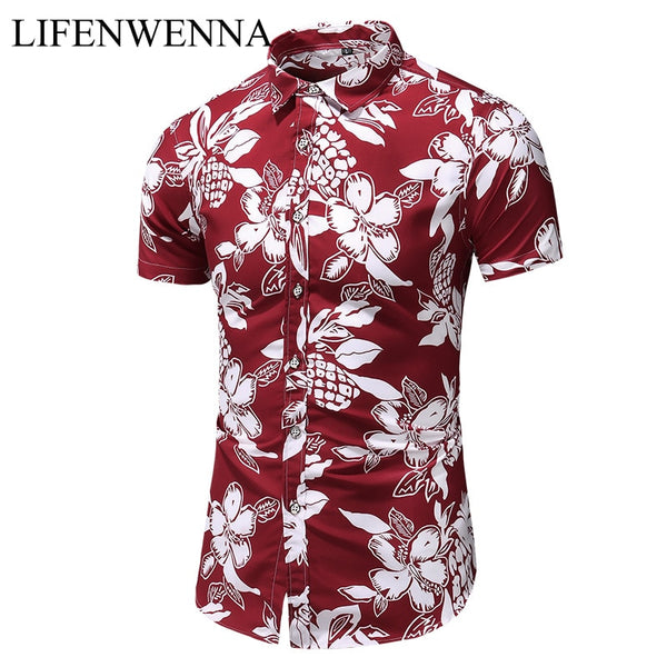 Summer New Arrival Shirts Men 2022 Fashion Print Short Sleeve Hawaiian Shirt Male Casual Flower Slim Fit Beach Shirts Plus M-7XL