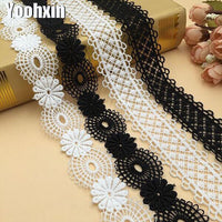 Luxury Water soluble Embroidery White black flower lace fabric trim ribbon DIY sewing collar craft guipure wedding dress decor
