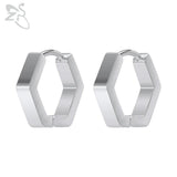 ZS 1 Pair High Polish Stainless Steel Geometric Earrings Men Women Square Triangle Street Pop Rock Hip Hop Ear Piercing Jewelry