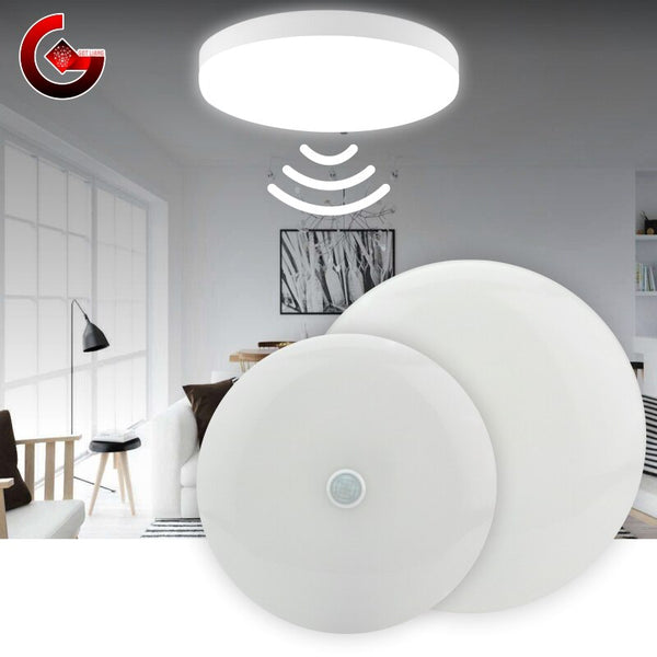 LED PIR Motion Sensor Ceiling Light 12W 24W Modern Lamp Surface Mounted Auto Smart Sounds Control AC 110V 220V Round Panel Light