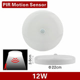 LED PIR Motion Sensor Ceiling Light 12W 24W Modern Lamp Surface Mounted Auto Smart Sounds Control AC 110V 220V Round Panel Light