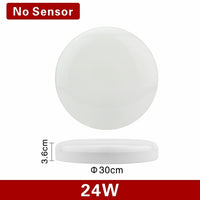 LED PIR Motion Sensor Ceiling Light 12W 24W Modern Lamp Surface Mounted Auto Smart Sounds Control AC 110V 220V Round Panel Light