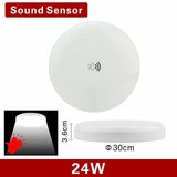 LED PIR Motion Sensor Ceiling Light 12W 24W Modern Lamp Surface Mounted Auto Smart Sounds Control AC 110V 220V Round Panel Light
