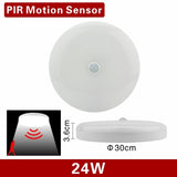 LED PIR Motion Sensor Ceiling Light 12W 24W Modern Lamp Surface Mounted Auto Smart Sounds Control AC 110V 220V Round Panel Light