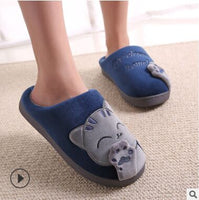 Cat Animal Prints Cute Home Slippers Short Plush Warm Soft Cotton Women Slippers Loves Floor Indoor Shoes Women Large Size 45