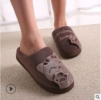 Cat Animal Prints Cute Home Slippers Short Plush Warm Soft Cotton Women Slippers Loves Floor Indoor Shoes Women Large Size 45