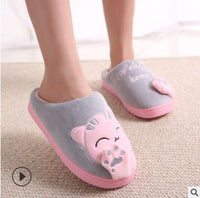 Cat Animal Prints Cute Home Slippers Short Plush Warm Soft Cotton Women Slippers Loves Floor Indoor Shoes Women Large Size 45