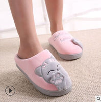 Cat Animal Prints Cute Home Slippers Short Plush Warm Soft Cotton Women Slippers Loves Floor Indoor Shoes Women Large Size 45
