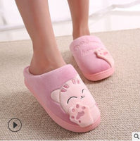 Cat Animal Prints Cute Home Slippers Short Plush Warm Soft Cotton Women Slippers Loves Floor Indoor Shoes Women Large Size 45