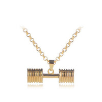 QIBEI  Tricolor Titanium Stainless Steel  Dumbbell Gym Fitness Barbell Pendant Necklaces For Men Sport Jewelry
