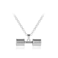 QIBEI  Tricolor Titanium Stainless Steel  Dumbbell Gym Fitness Barbell Pendant Necklaces For Men Sport Jewelry